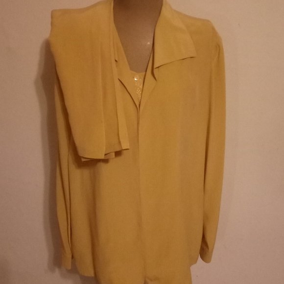 Vintage Silk boutiqueYellow long sleeve button up - Picture 4 of 12